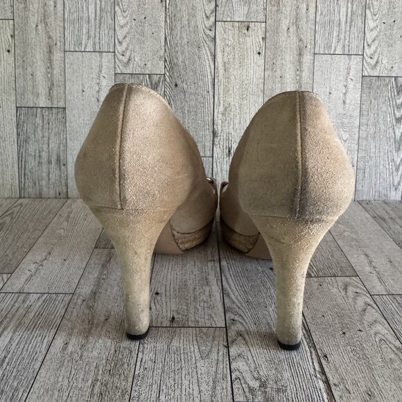 VINTAGE GUCCI NUBUCK SUEDE GOLD TONE HORSE BIT HIGH HEELS PUMP SIZE 6.5B - Picture 5 of 9